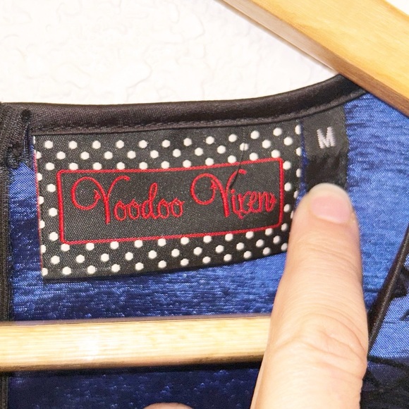 VOODOO VIXEN Paula Swing dress MIDI pleated with keyhole detail BLUE SZ: Medium - Picture 5 of 16